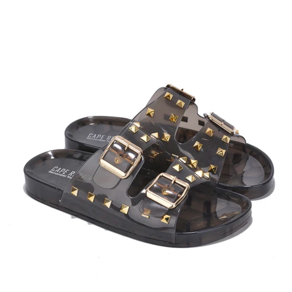 Cape Robbin Regal Black Jelly Studded Slide Sandals Women’s Size 8 - Picture 3 of 11